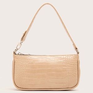 NEW Tan Faux Leather Croc Baguette Bag